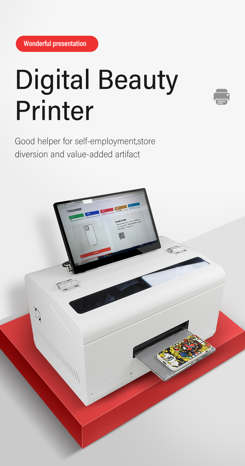 Impressora plana MiniUV-A4 - impressora digital de beleza