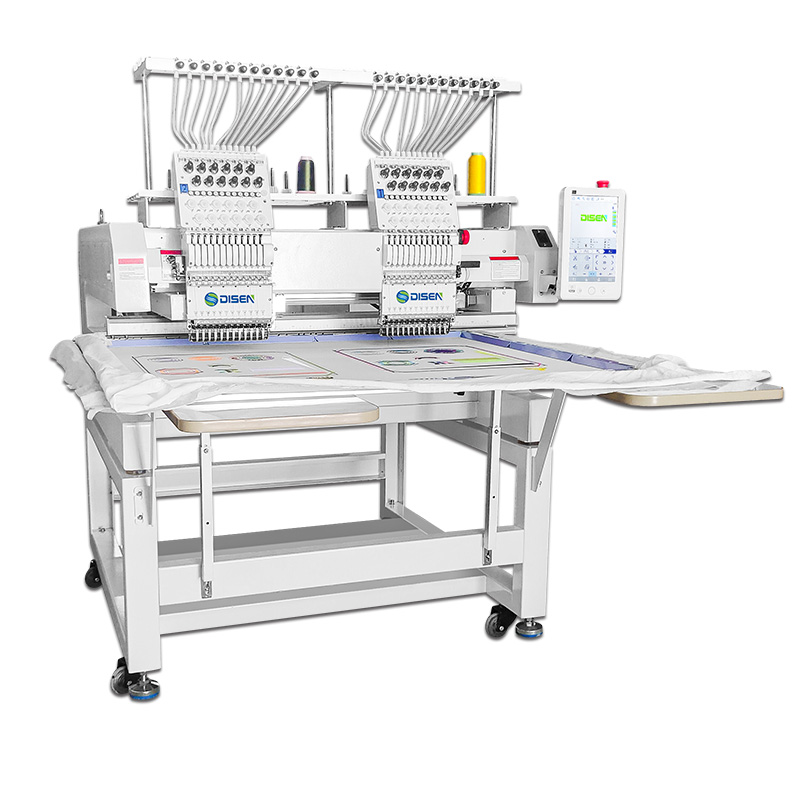 1202 máquina de bordar de cabeça dupla 500*800mm fábrica de bordado de camiseta com tampa plana